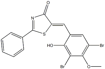 5-(3,5-dibromo-2-hydroxy-4-methoxybenzylidene)-2-phenyl-1,3-thiazol-4(5H)-one Struktur