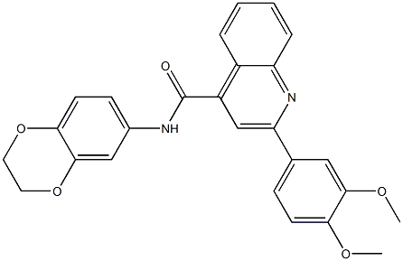 N-(2,3-dihydro-1,4-benzodioxin-6-yl)-2-(3,4-dimethoxyphenyl)-4-quinolinecarboxamide Struktur