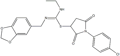 1-(4-chlorophenyl)-2,5-dioxo-3-pyrrolidinyl N'-(1,3-benzodioxol-5-ylmethyl)-N-ethylimidothiocarbamate Struktur