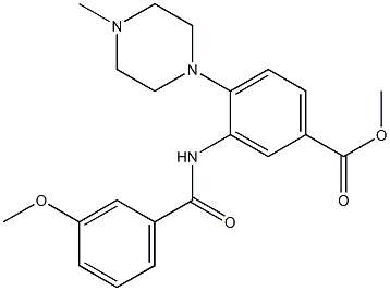 methyl 3-[(3-methoxybenzoyl)amino]-4-(4-methyl-1-piperazinyl)benzoate Struktur