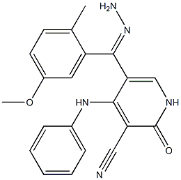 4-anilino-5-[2-(4-methoxybenzylidene)carbohydrazonoyl]-2-oxo-1,2-dihydro-3-pyridinecarbonitrile Struktur