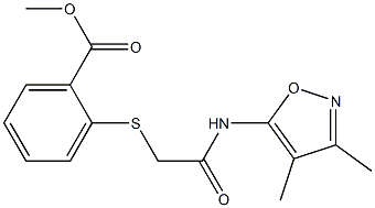 methyl 2-({2-[(3,4-dimethyl-5-isoxazolyl)amino]-2-oxoethyl}sulfanyl)benzoate Struktur