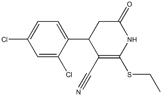 4-(2,4-dichlorophenyl)-2-(ethylsulfanyl)-6-oxo-1,4,5,6-tetrahydro-3-pyridinecarbonitrile Struktur