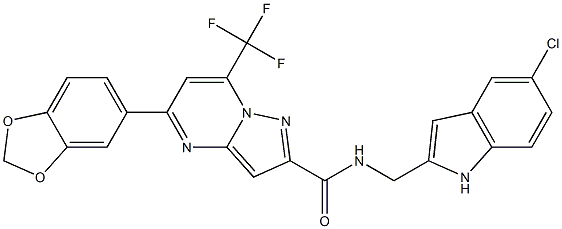 5-(1,3-benzodioxol-5-yl)-N-[(5-chloro-1H-indol-2-yl)methyl]-7-(trifluoromethyl)pyrazolo[1,5-a]pyrimidine-2-carboxamide Struktur