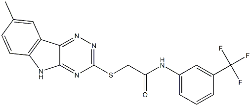 2-[(8-methyl-5H-[1,2,4]triazino[5,6-b]indol-3-yl)sulfanyl]-N-[3-(trifluoromethyl)phenyl]acetamide Struktur