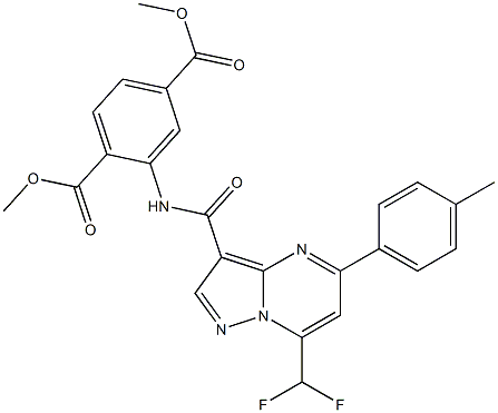 dimethyl 2-({[7-(difluoromethyl)-5-(4-methylphenyl)pyrazolo[1,5-a]pyrimidin-3-yl]carbonyl}amino)terephthalate Struktur