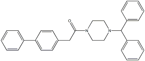 1-benzhydryl-4-([1,1'-biphenyl]-4-ylacetyl)piperazine Struktur