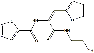 N-(2-(2-furyl)-1-{[(2-hydroxyethyl)amino]carbonyl}vinyl)-2-furamide Struktur