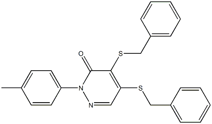 4,5-bis(benzylsulfanyl)-2-(4-methylphenyl)-3(2H)-pyridazinone Struktur