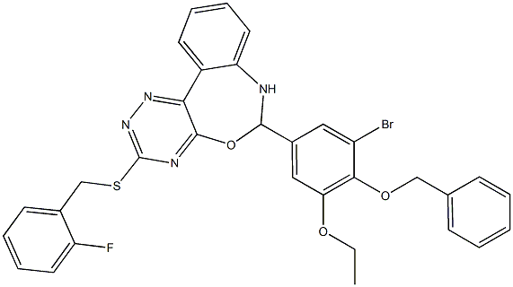 6-[4-(benzyloxy)-3-bromo-5-ethoxyphenyl]-3-[(2-fluorobenzyl)sulfanyl]-6,7-dihydro[1,2,4]triazino[5,6-d][3,1]benzoxazepine Struktur