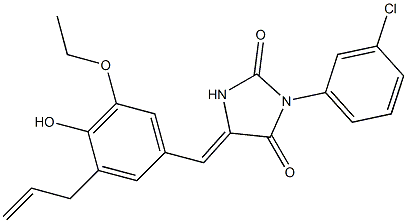 5-(3-allyl-5-ethoxy-4-hydroxybenzylidene)-3-(3-chlorophenyl)-2,4-imidazolidinedione Struktur