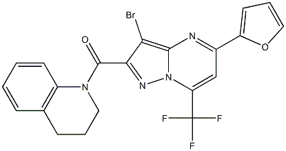 1-{[3-bromo-5-(2-furyl)-7-(trifluoromethyl)pyrazolo[1,5-a]pyrimidin-2-yl]carbonyl}-1,2,3,4-tetrahydroquinoline Struktur