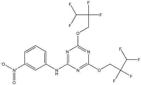 2-{3-nitroanilino}-4,6-bis(2,2,3,3-tetrafluoropropoxy)-1,3,5-triazine Struktur