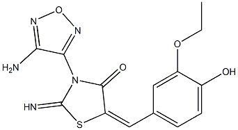 3-(4-amino-1,2,5-oxadiazol-3-yl)-5-(3-ethoxy-4-hydroxybenzylidene)-2-imino-1,3-thiazolidin-4-one Struktur