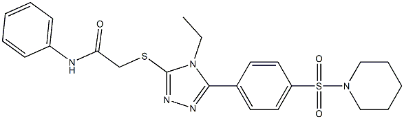 2-({4-ethyl-5-[4-(1-piperidinylsulfonyl)phenyl]-4H-1,2,4-triazol-3-yl}sulfanyl)-N-phenylacetamide Struktur