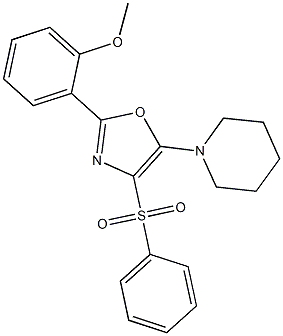 2-(2-methoxyphenyl)-5-(1-piperidinyl)-1,3-oxazol-4-yl phenyl sulfone Struktur