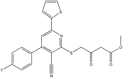 methyl 4-{[3-cyano-4-(4-fluorophenyl)-6-thien-2-ylpyridin-2-yl]sulfanyl}-3-oxobutanoate Struktur