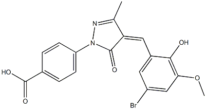 4-[4-(5-bromo-2-hydroxy-3-methoxybenzylidene)-3-methyl-5-oxo-4,5-dihydro-1H-pyrazol-1-yl]benzoic acid Struktur