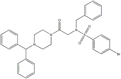 N-[2-(4-benzhydryl-1-piperazinyl)-2-oxoethyl]-N-benzyl-4-bromobenzenesulfonamide Struktur