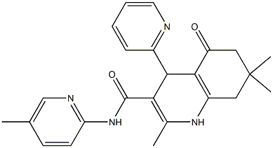 2,7,7-trimethyl-N-(5-methylpyridin-2-yl)-5-oxo-4-pyridin-2-yl-1,4,5,6,7,8-hexahydroquinoline-3-carboxamide Struktur