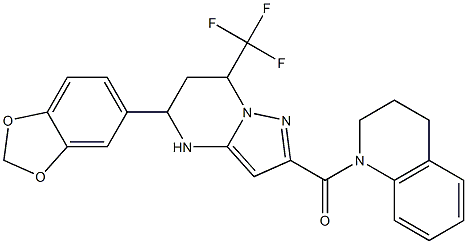 1-{[5-(1,3-benzodioxol-5-yl)-7-(trifluoromethyl)-4,5,6,7-tetrahydropyrazolo[1,5-a]pyrimidin-2-yl]carbonyl}-1,2,3,4-tetrahydroquinoline Struktur