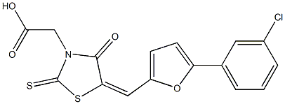 (5-{[5-(3-chlorophenyl)-2-furyl]methylene}-4-oxo-2-thioxo-1,3-thiazolidin-3-yl)acetic acid Struktur