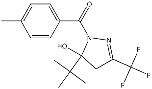 5-tert-butyl-1-(4-methylbenzoyl)-3-(trifluoromethyl)-4,5-dihydro-1H-pyrazol-5-ol Struktur