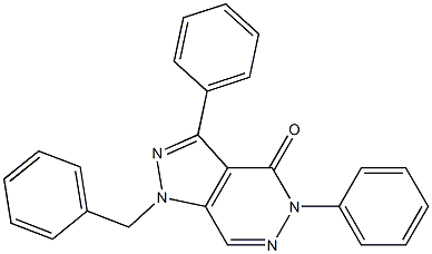 1-benzyl-3,5-diphenyl-1,5-dihydro-4H-pyrazolo[3,4-d]pyridazin-4-one Struktur