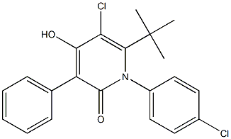 6-tert-butyl-5-chloro-1-(4-chlorophenyl)-4-hydroxy-3-phenyl-2(1H)-pyridinone Struktur