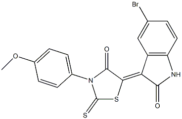 5-bromo-3-[3-(4-methoxyphenyl)-4-oxo-2-thioxo-1,3-thiazolidin-5-ylidene]-1,3-dihydro-2H-indol-2-one Struktur