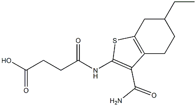 4-{[3-(aminocarbonyl)-6-ethyl-4,5,6,7-tetrahydro-1-benzothien-2-yl]amino}-4-oxobutanoic acid Struktur