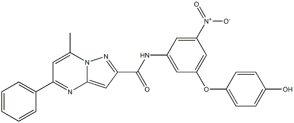 N-[3-nitro-5-(4-hydroxyphenoxy)phenyl]-7-methyl-5-phenylpyrazolo[1,5-a]pyrimidine-2-carboxamide Struktur