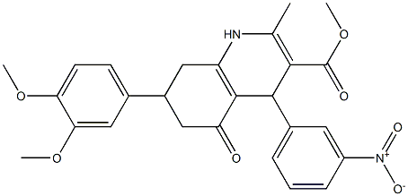 methyl 7-(3,4-dimethoxyphenyl)-4-{3-nitrophenyl}-2-methyl-5-oxo-1,4,5,6,7,8-hexahydro-3-quinolinecarboxylate Struktur