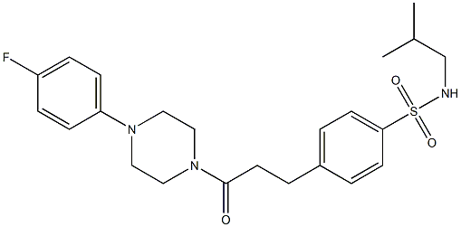 4-{3-[4-(4-fluorophenyl)-1-piperazinyl]-3-oxopropyl}-N-isobutylbenzenesulfonamide Struktur