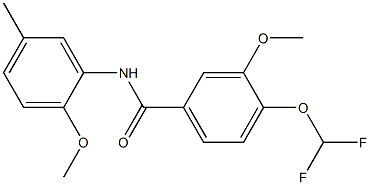 4-(difluoromethoxy)-3-methoxy-N-(2-methoxy-5-methylphenyl)benzamide Struktur