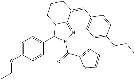 7-(4-ethoxybenzylidene)-3-(4-ethoxyphenyl)-2-(2-furoyl)-3,3a,4,5,6,7-hexahydro-2H-indazole Struktur