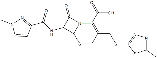 7-{[(1-methyl-1H-pyrazol-3-yl)carbonyl]amino}-3-{[(5-methyl-1,3,4-thiadiazol-2-yl)sulfanyl]methyl}-8-oxo-5-thia-1-azabicyclo[4.2.0]oct-2-ene-2-carboxylic acid Struktur