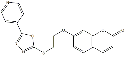 4-methyl-7-{2-[(5-pyridin-4-yl-1,3,4-oxadiazol-2-yl)sulfanyl]ethoxy}-2H-chromen-2-one Struktur