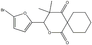 3-(5-bromo-2-furyl)-4,4-dimethyl-2-oxaspiro[5.5]undecane-1,5-dione Struktur