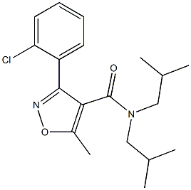 3-(2-chlorophenyl)-N,N-diisobutyl-5-methyl-4-isoxazolecarboxamide Struktur