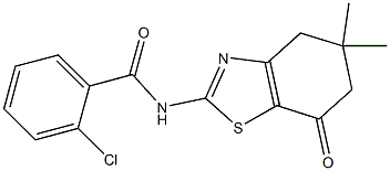 2-chloro-N-(5,5-dimethyl-7-oxo-4,5,6,7-tetrahydro-1,3-benzothiazol-2-yl)benzamide Struktur