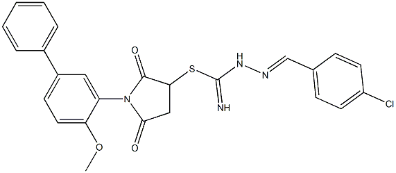 1-(4-methoxy[1,1'-biphenyl]-3-yl)-2,5-dioxo-3-pyrrolidinyl 2-(4-chlorobenzylidene)hydrazinecarbimidothioate Struktur