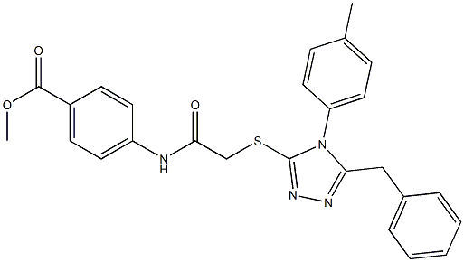 methyl 4-[({[5-benzyl-4-(4-methylphenyl)-4H-1,2,4-triazol-3-yl]sulfanyl}acetyl)amino]benzoate Struktur