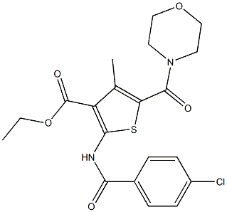 ethyl 2-[(4-chlorobenzoyl)amino]-4-methyl-5-(4-morpholinylcarbonyl)-3-thiophenecarboxylate Struktur