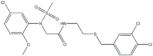 2-[5-chloro-2-methoxy(methylsulfonyl)anilino]-N-{2-[(3,4-dichlorobenzyl)sulfanyl]ethyl}acetamide Struktur