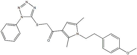 1-{1-[2-(4-methoxyphenyl)ethyl]-2,5-dimethyl-1H-pyrrol-3-yl}-2-[(1-phenyl-1H-tetraazol-5-yl)sulfanyl]ethanone Struktur