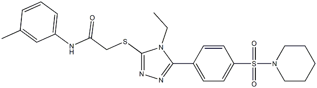 2-({4-ethyl-5-[4-(1-piperidinylsulfonyl)phenyl]-4H-1,2,4-triazol-3-yl}sulfanyl)-N-(3-methylphenyl)acetamide Struktur