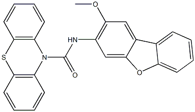 N-(2-methoxydibenzo[b,d]furan-3-yl)-10H-phenothiazine-10-carboxamide Struktur