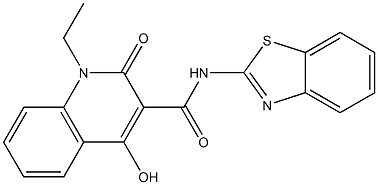 N-(1,3-benzothiazol-2-yl)-1-ethyl-4-hydroxy-2-oxo-1,2-dihydro-3-quinolinecarboxamide Struktur