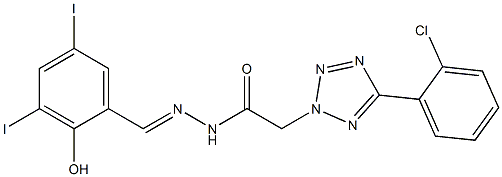 2-[5-(2-chlorophenyl)-2H-tetraazol-2-yl]-N'-(2-hydroxy-3,5-diiodobenzylidene)acetohydrazide Struktur